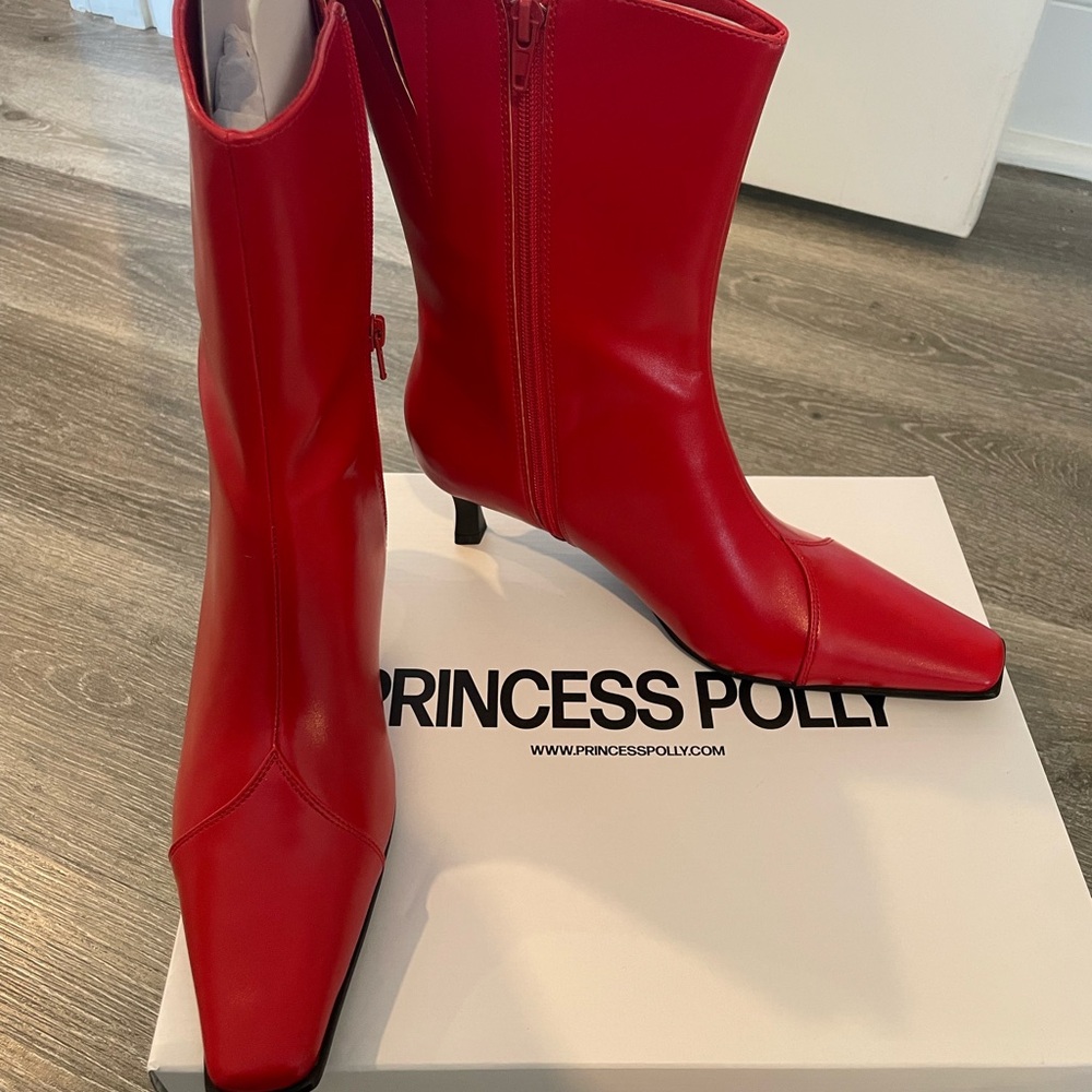 Princess Polly Vibrant Red Heeled Boots